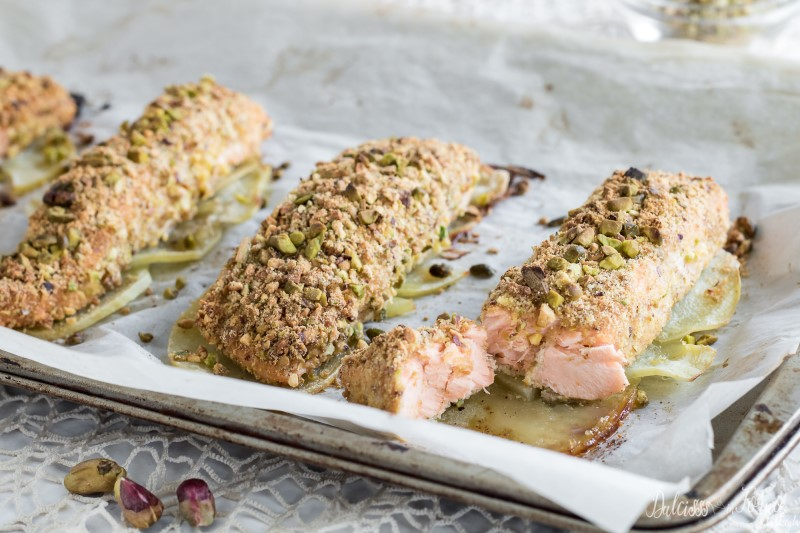 Salmone in crosta di pistacchi